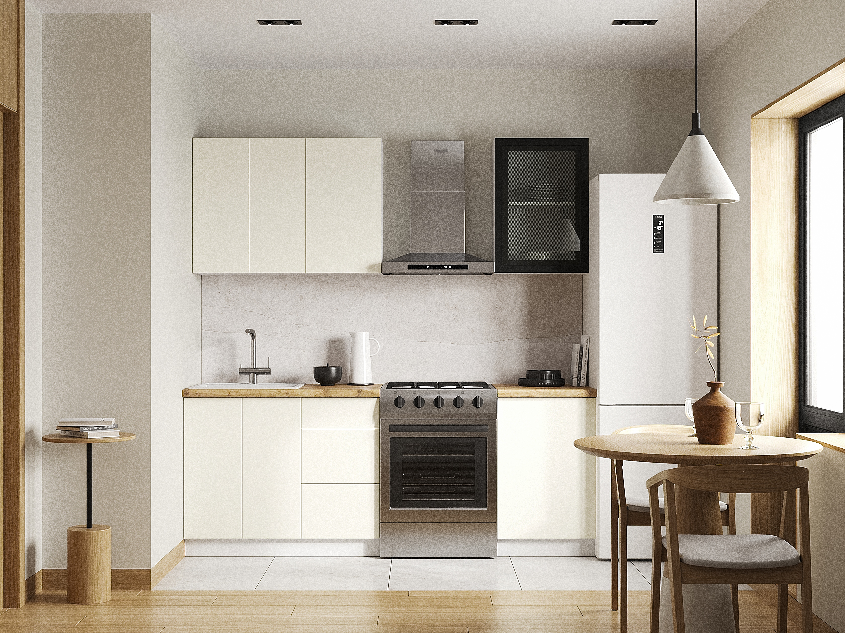 Кухонный гарнитур Модерн Кухонный гарнитур прямой со стеклом 150 см Модерн 150 см фото 1