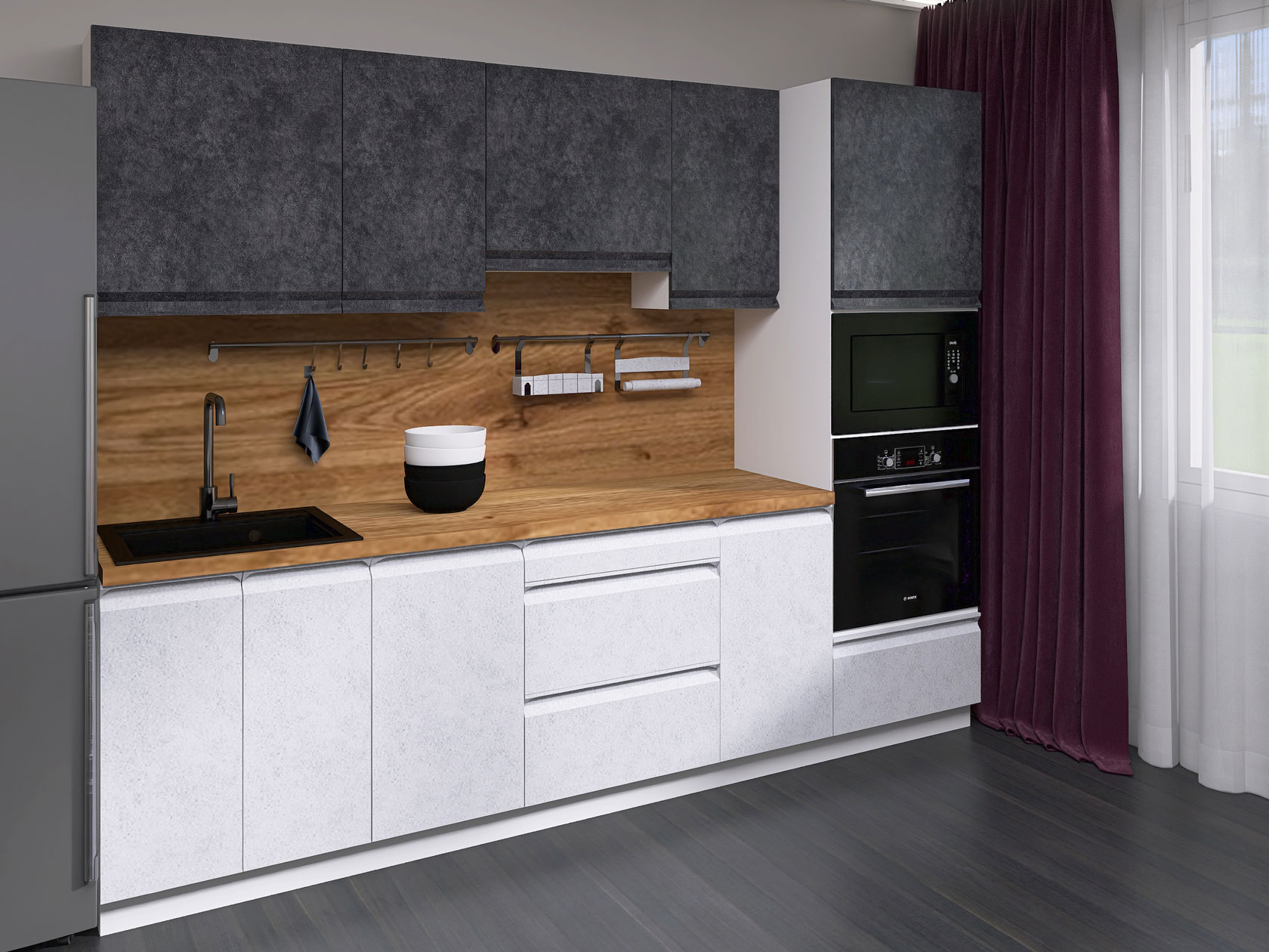 Кухонный гарнитур Вельвет Кухонный гарнитур прямой 260 см Вельвет 260 см фото 1