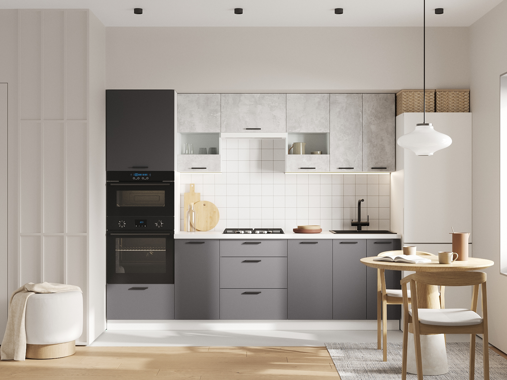 Кухонный гарнитур Модус Кухонный гарнитур прямой со стеклом 260 см Модус 260 см со стеклом фото 1