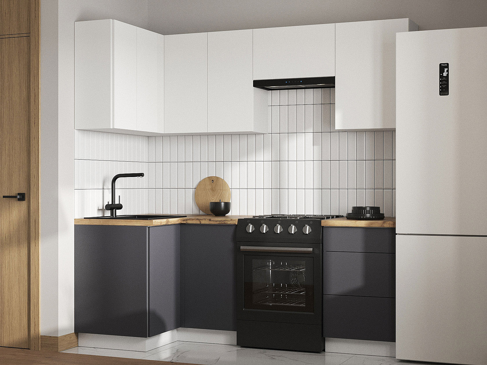 Кухонный гарнитур Модерн Кухонный гарнитур угловой  со шкафом под вытяжку 210х100 см Модерн 210х100 см фото 1