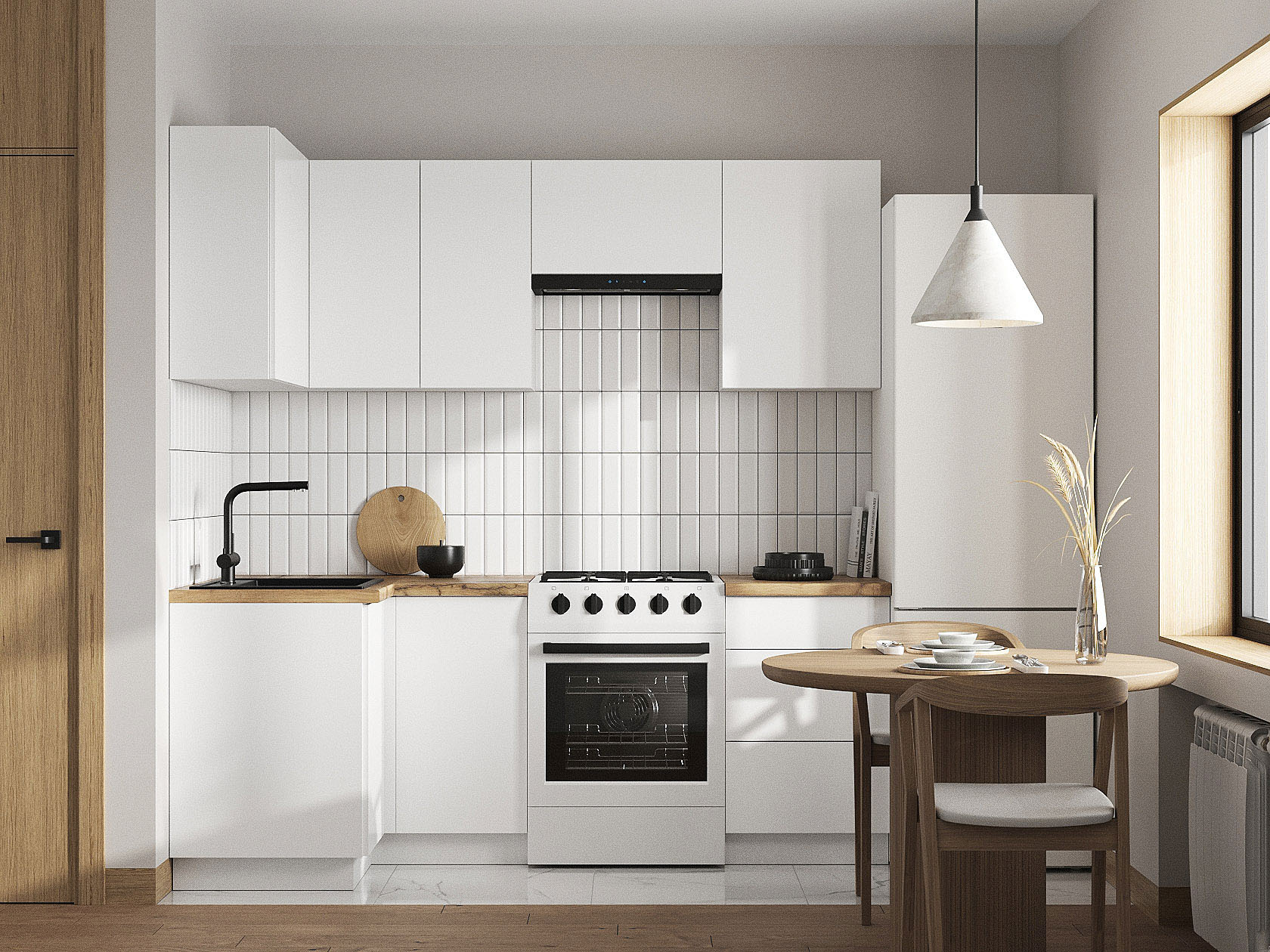 Кухонный гарнитур Модерн Кухонный гарнитур угловой  со шкафом под вытяжку 210х100 см Модерн 210х100 см фото 1