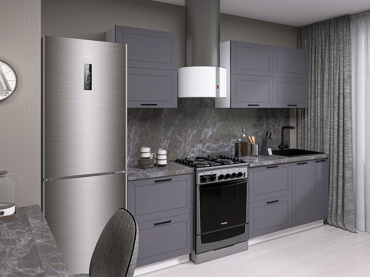 Кухонный гарнитур Вектор Кухонный гарнитур прямой с антресольными шкафами 180 см Вектор 180 см с антресольными шкафами фото 1