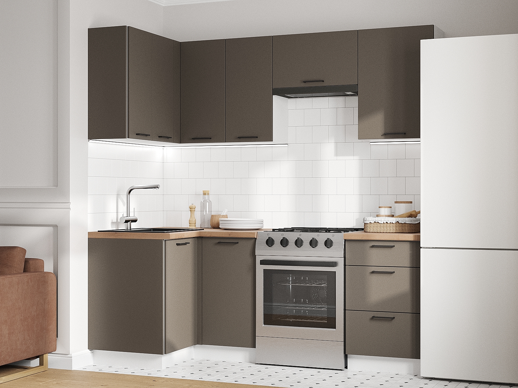 Кухонный гарнитур Аурелио Кухонный гарнитур угловой 210х100 см Аурелио 210х100 см фото 1