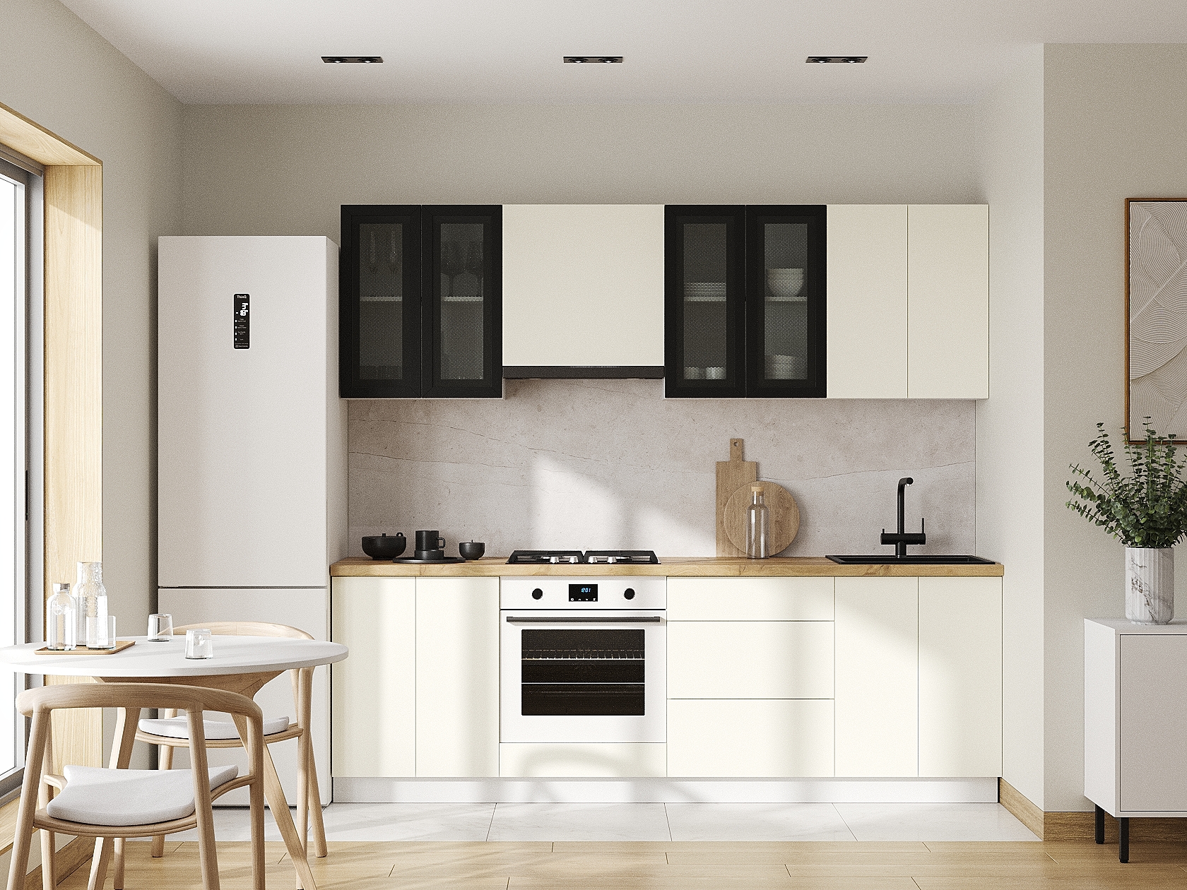 Кухонный гарнитур Модерн Кухонный гарнитур прямой со шкафом под вытяжку 240 см Модерн 240 см фото 1