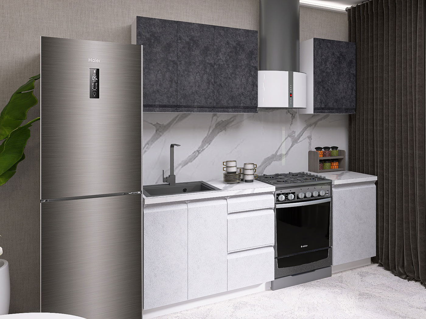 Кухонный гарнитур Вельвет Кухонный гарнитур прямой 150 см Вельвет 150 см фото 1