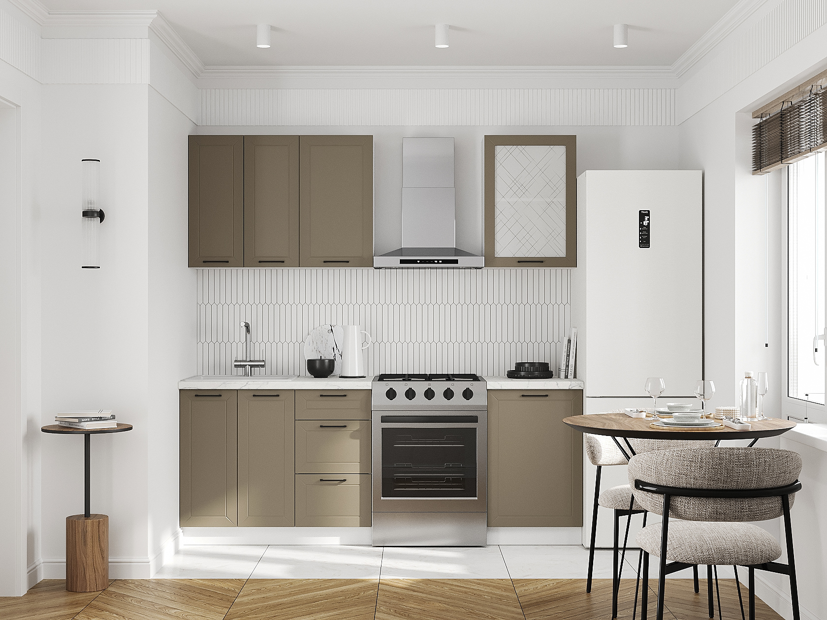 Кухонный гарнитур Вектор Кухонный гарнитур прямой со стеклом 150 см Вектор 150 см со стеклом фото 1