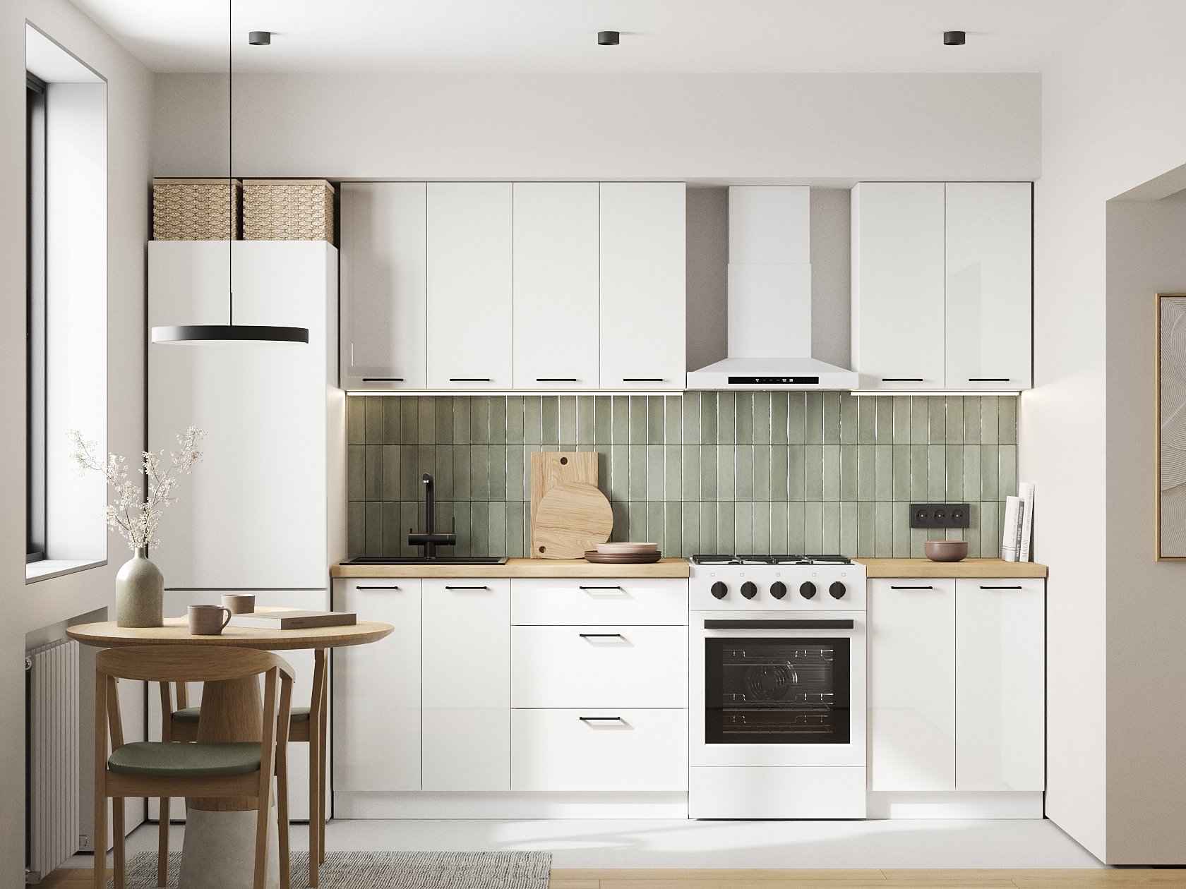 Кухонный гарнитур Стрэйт Кухонный гарнитур прямой с двухдверными шкафами 180 см Стрэйт Дабл 180 см фото 1