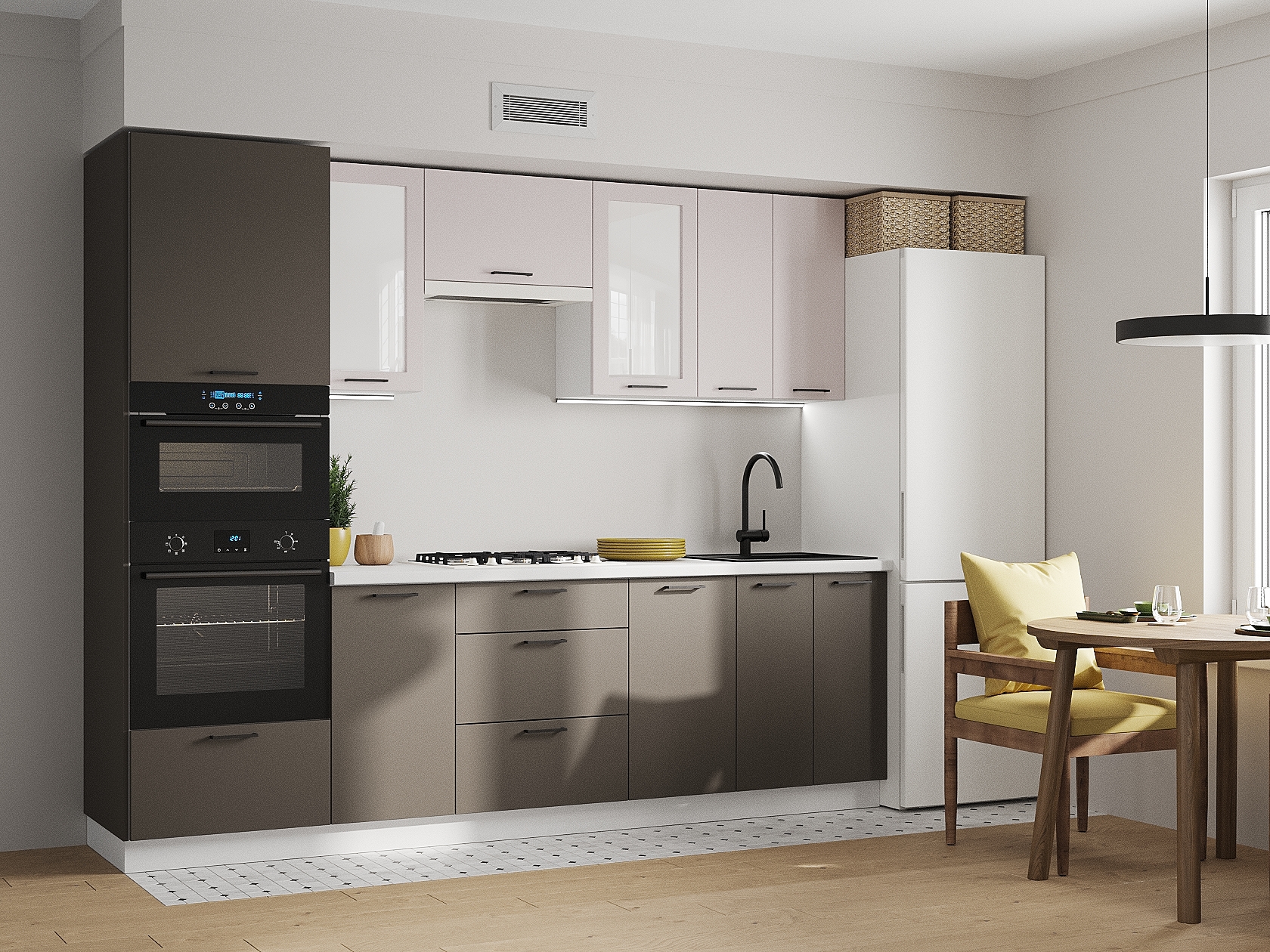 Кухонный гарнитур Аурелио Кухонный гарнитур прямой со стеклом 260 см Аурелио 260 см фото 1