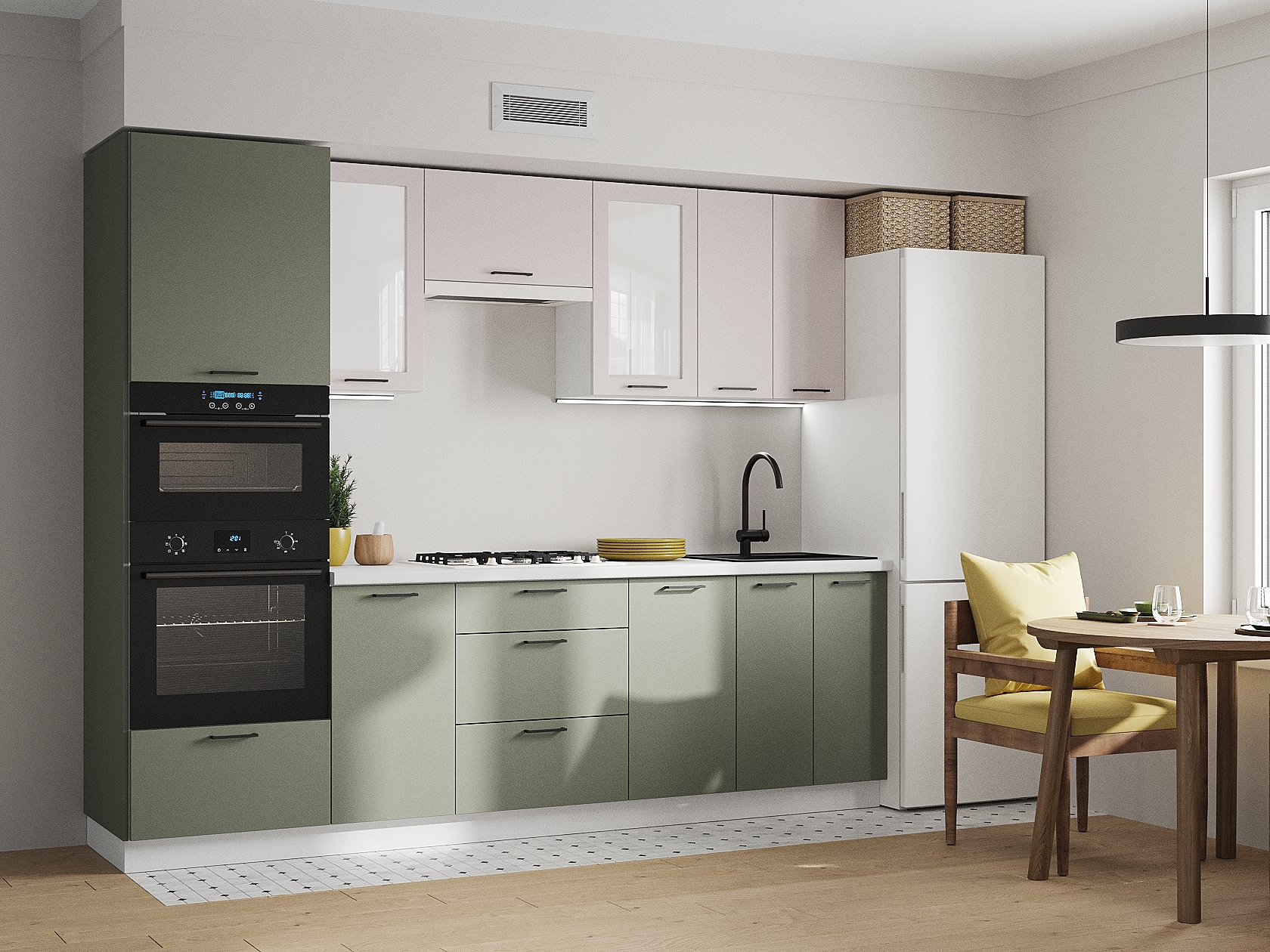 Кухонный гарнитур Аурелио Кухонный гарнитур прямой со стеклом 260 см Аурелио 260 см фото 1