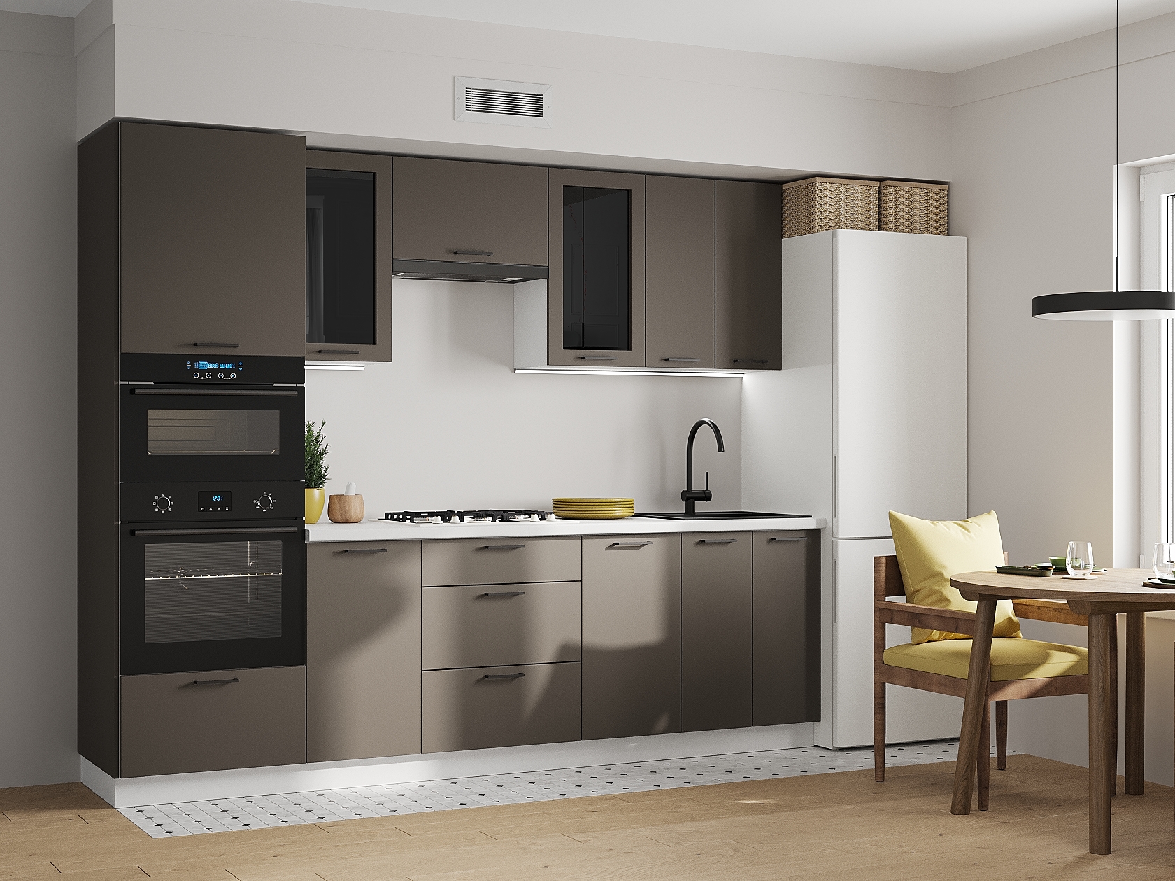 Кухонный гарнитур Аурелио Кухонный гарнитур прямой со стеклом 260 см Аурелио 260 см фото 1