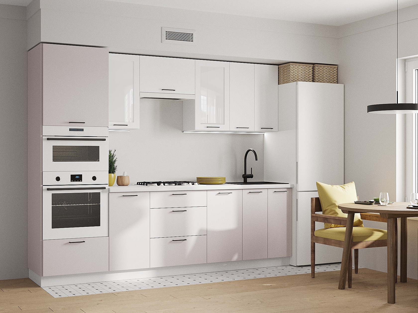 Кухонный гарнитур Аурелио Кухонный гарнитур прямой со стеклом 260 см Аурелио 260 см фото 1