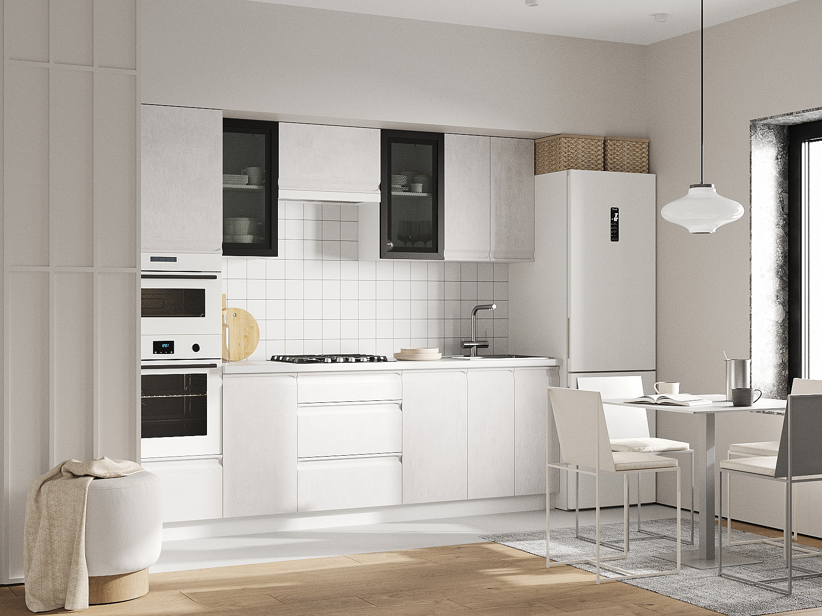 Кухонный гарнитур Вельвет Кухонный гарнитур прямой с антресольным шкафом 260 см Вельвет 260 см фото 1