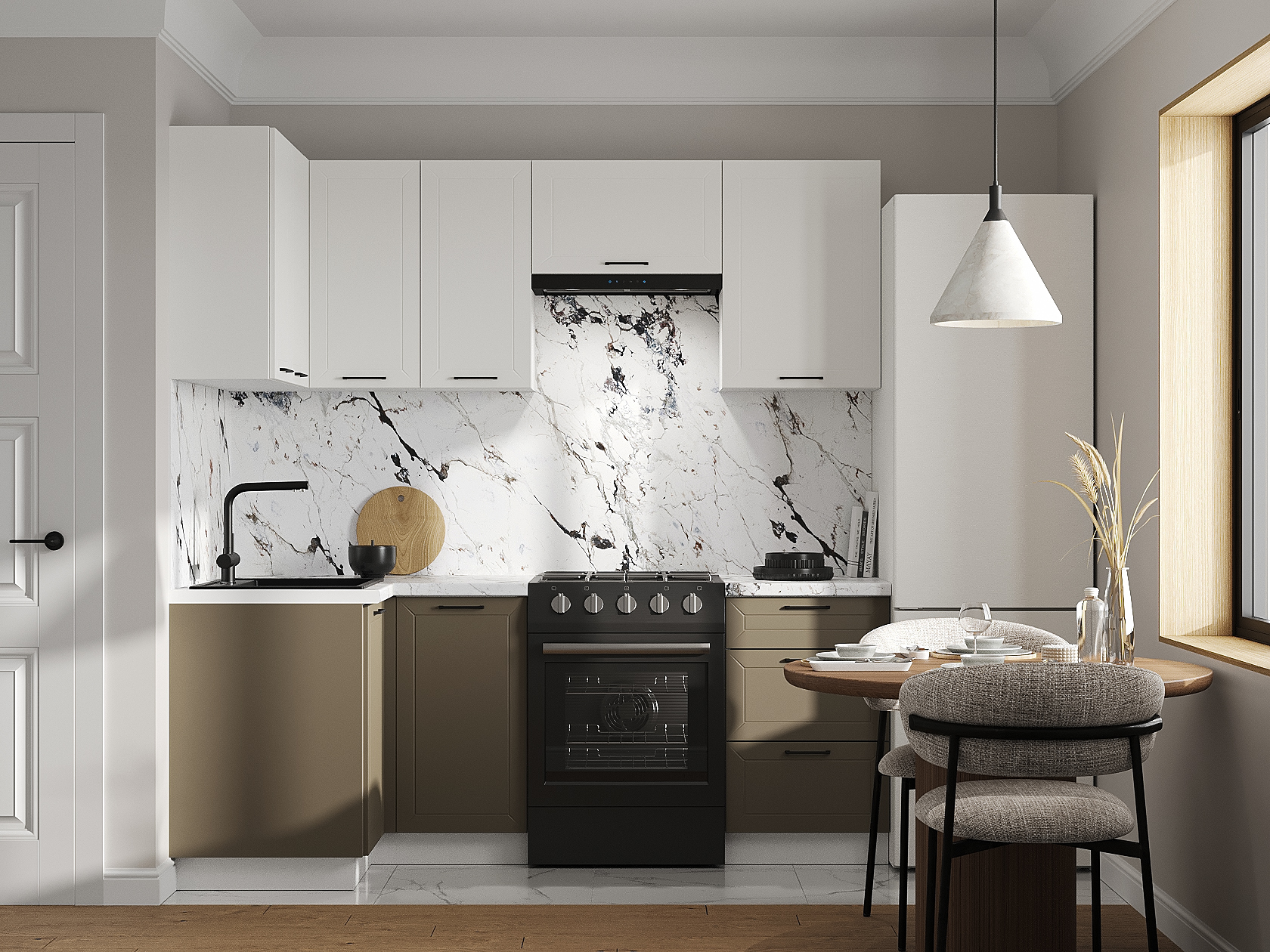 Кухонный гарнитур Вектор Кухонный гарнитур угловой с прямым углом 210х100 см Вектор 210х100 см с антресолью фото 1