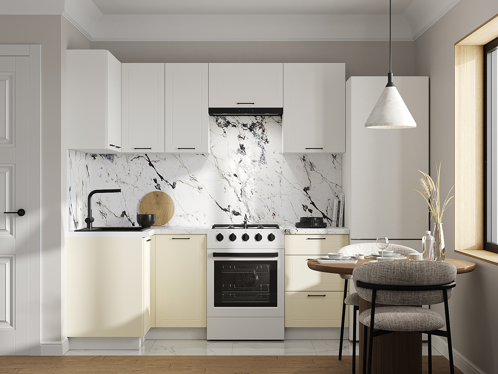 Кухонный гарнитур Вектор Кухонный гарнитур угловой с прямым углом 210х100 см Вектор 210х100 см с антресолью фото 1