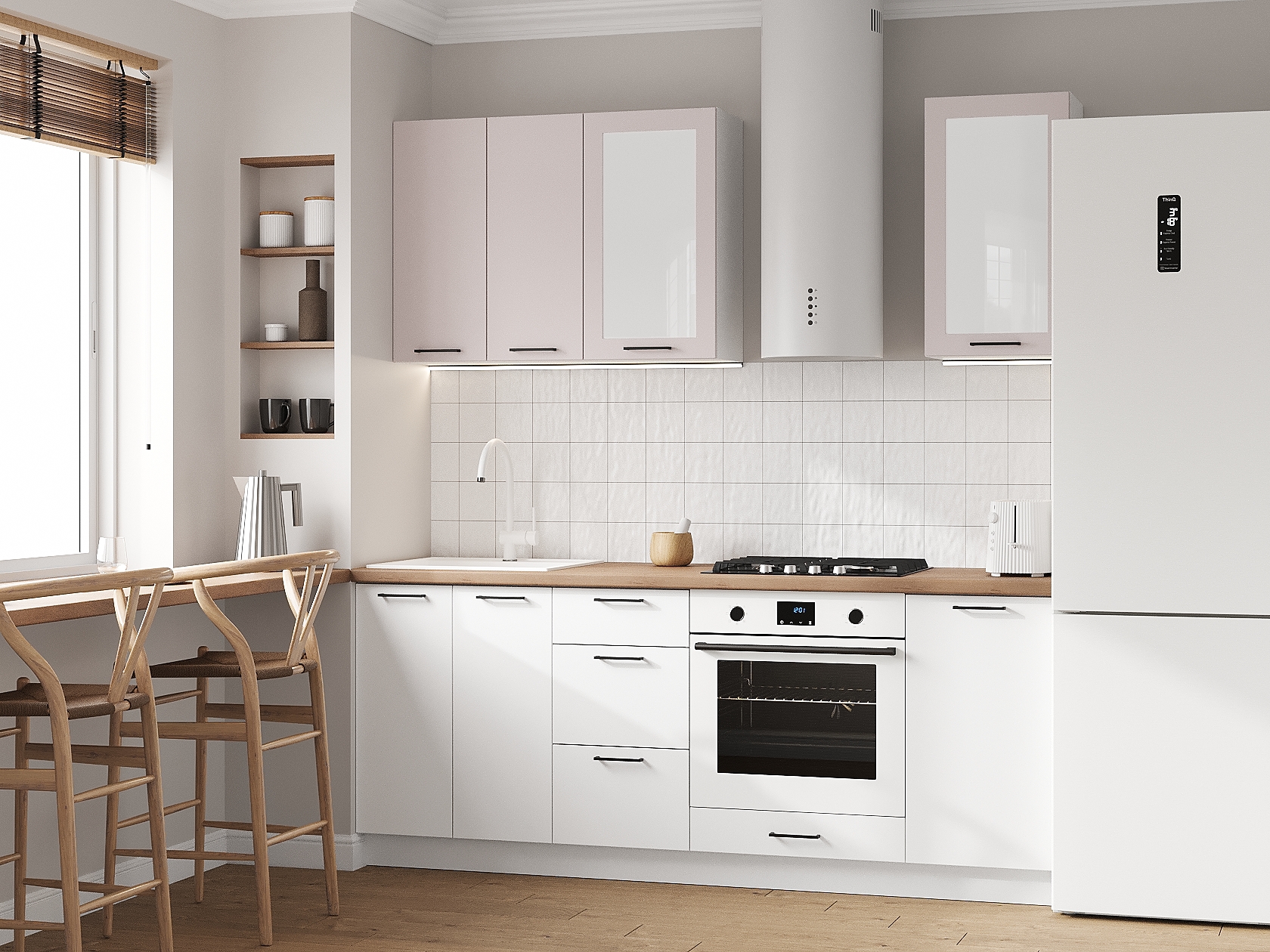 Кухонный гарнитур Аурелио Кухонный гарнитур прямой со стеклом 200 см Аурелио 200 см фото 1