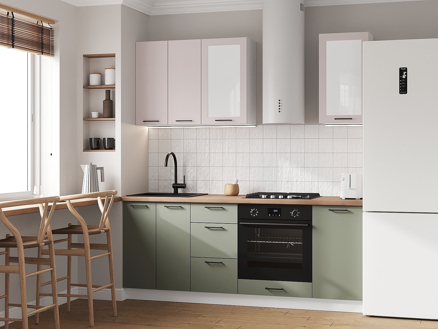 Кухонный гарнитур Аурелио Кухонный гарнитур прямой со стеклом 200 см Аурелио 200 см фото 1