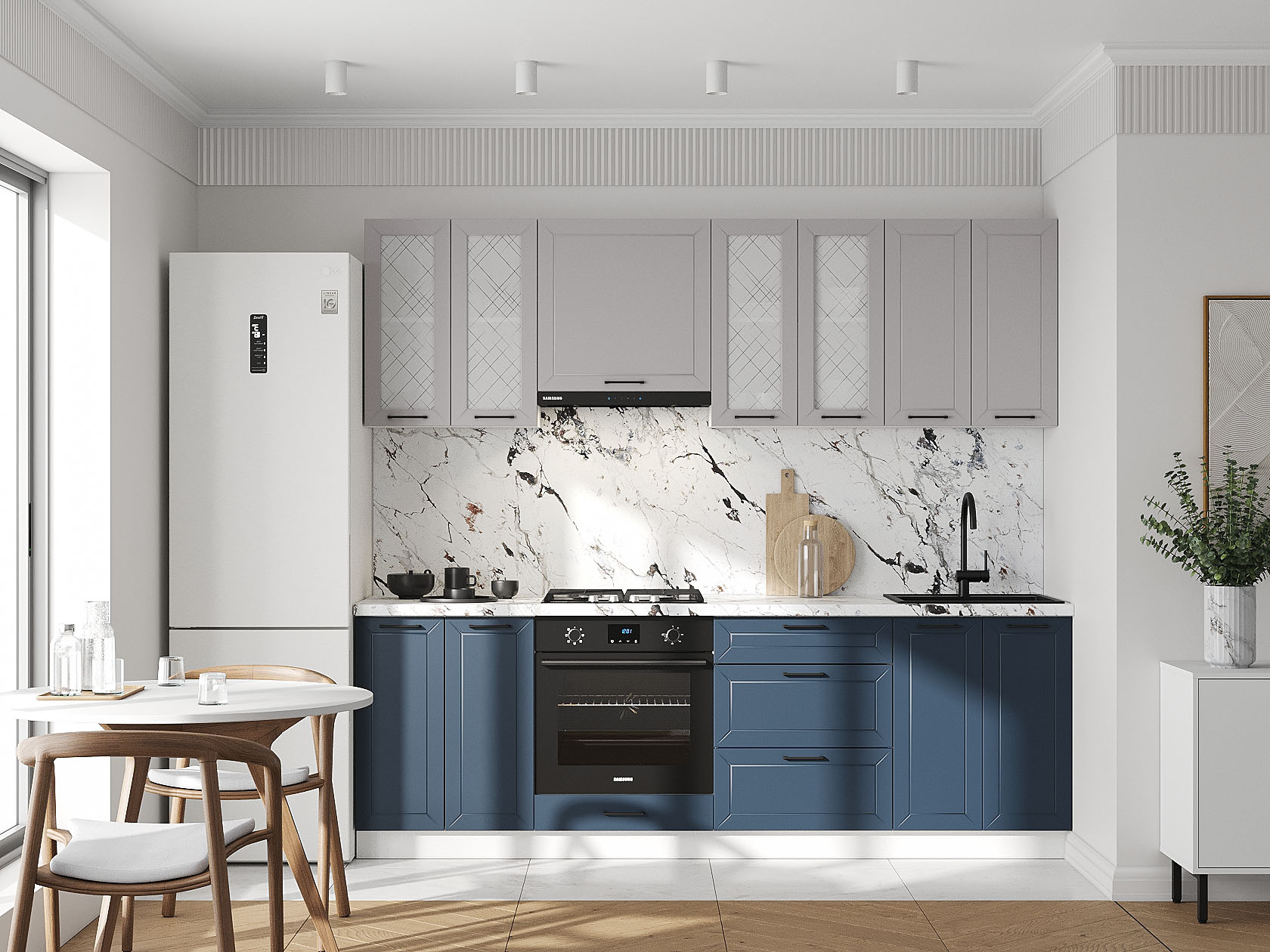 Кухонный гарнитур Вектор Кухонный гарнитур прямой со стеклом 240 см Вектор 240 см со стеклом фото 1