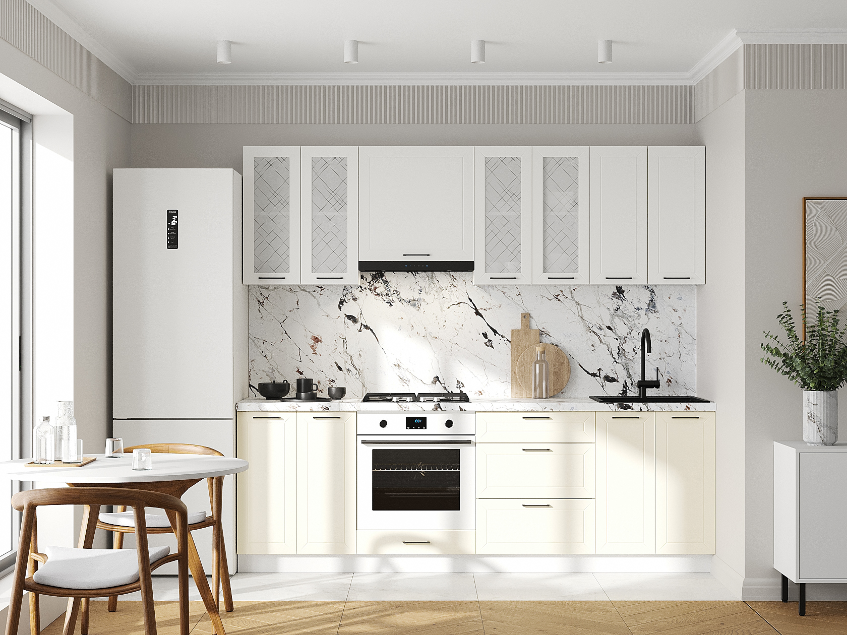 Кухонный гарнитур Вектор Кухонный гарнитур прямой со стеклом 240 см Вектор 240 см со стеклом фото 1