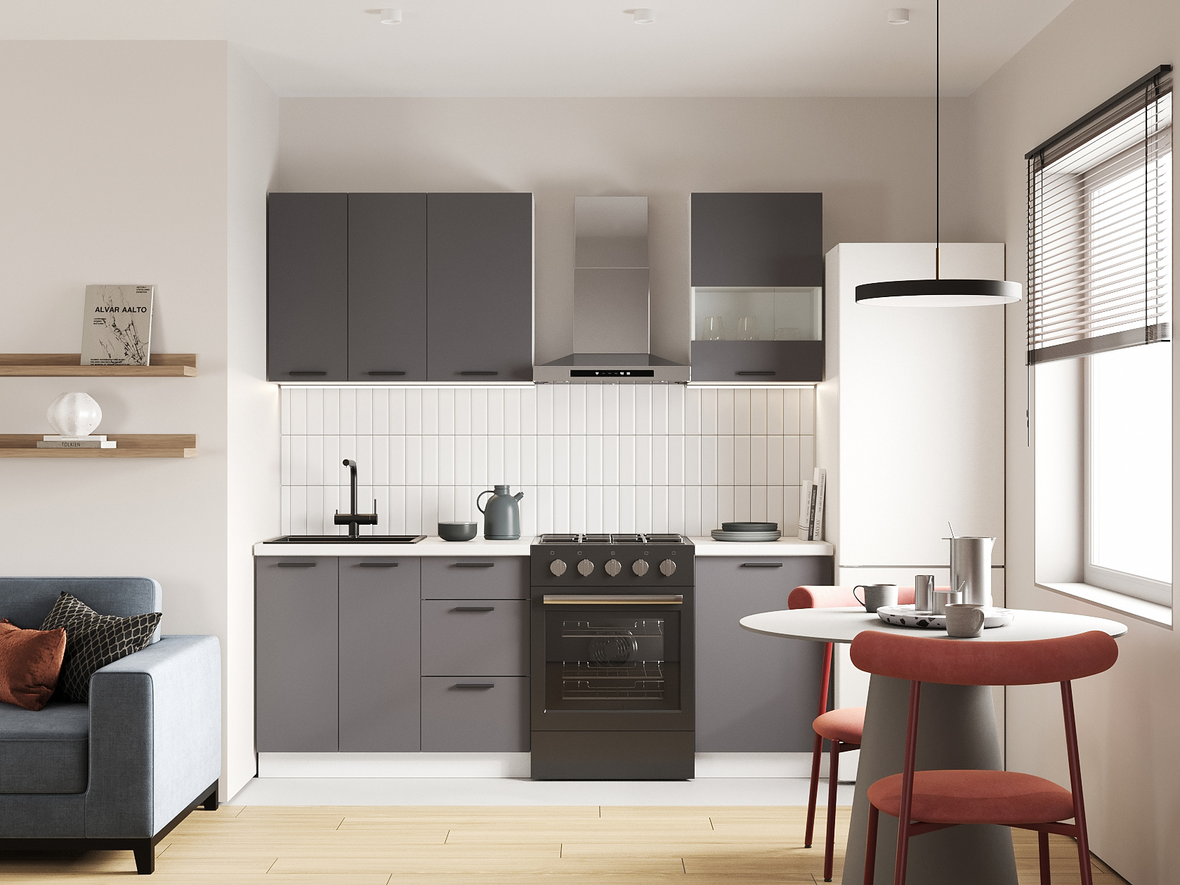 Кухонный гарнитур Модус Кухонный гарнитур прямой со стеклом 150 см Модус 150 см со стеклом фото 1