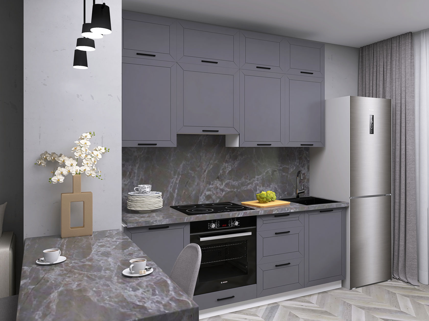 Кухонный гарнитур Вектор Кухонный гарнитур прямой 210 см Вектор 210 см фото 1