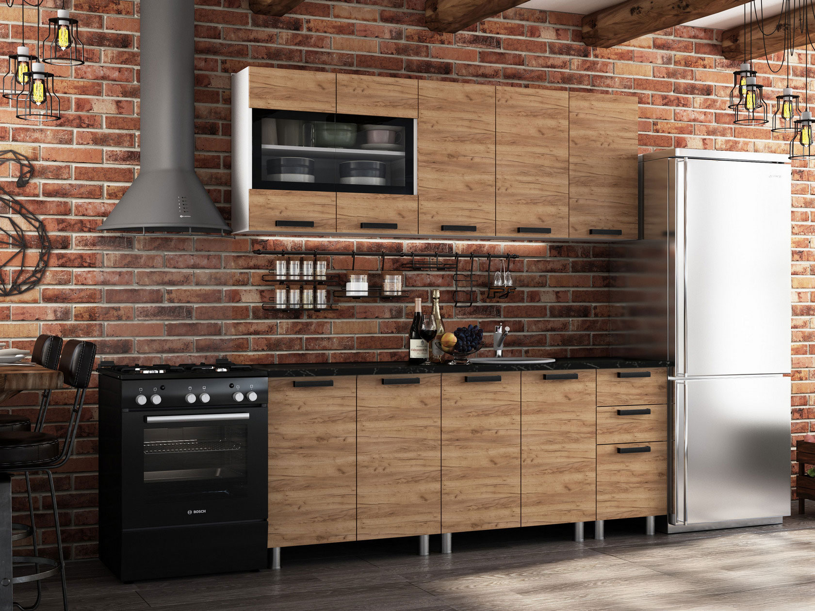 Кухонный гарнитур Крафт Кухонный гарнитур прямой 200 см Крафт 200 см фото 1