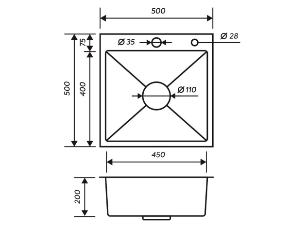 Врезная мойка с корзиной и дозатором MR-5050
