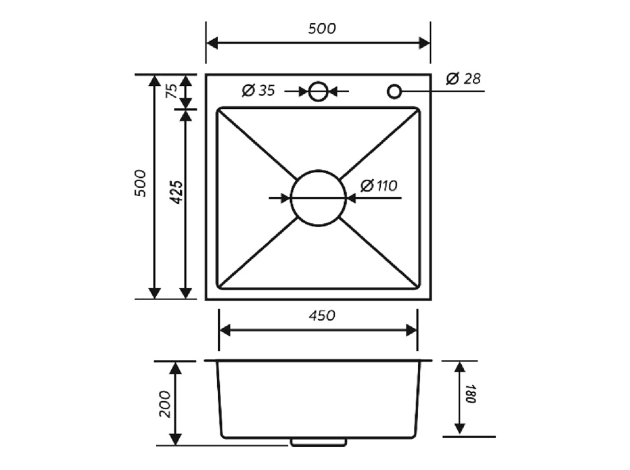 Врезная мойка с корзиной и дозатором MR-5050