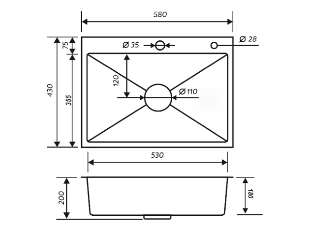 Врезная мойка с корзиной и дозатором MR-5843