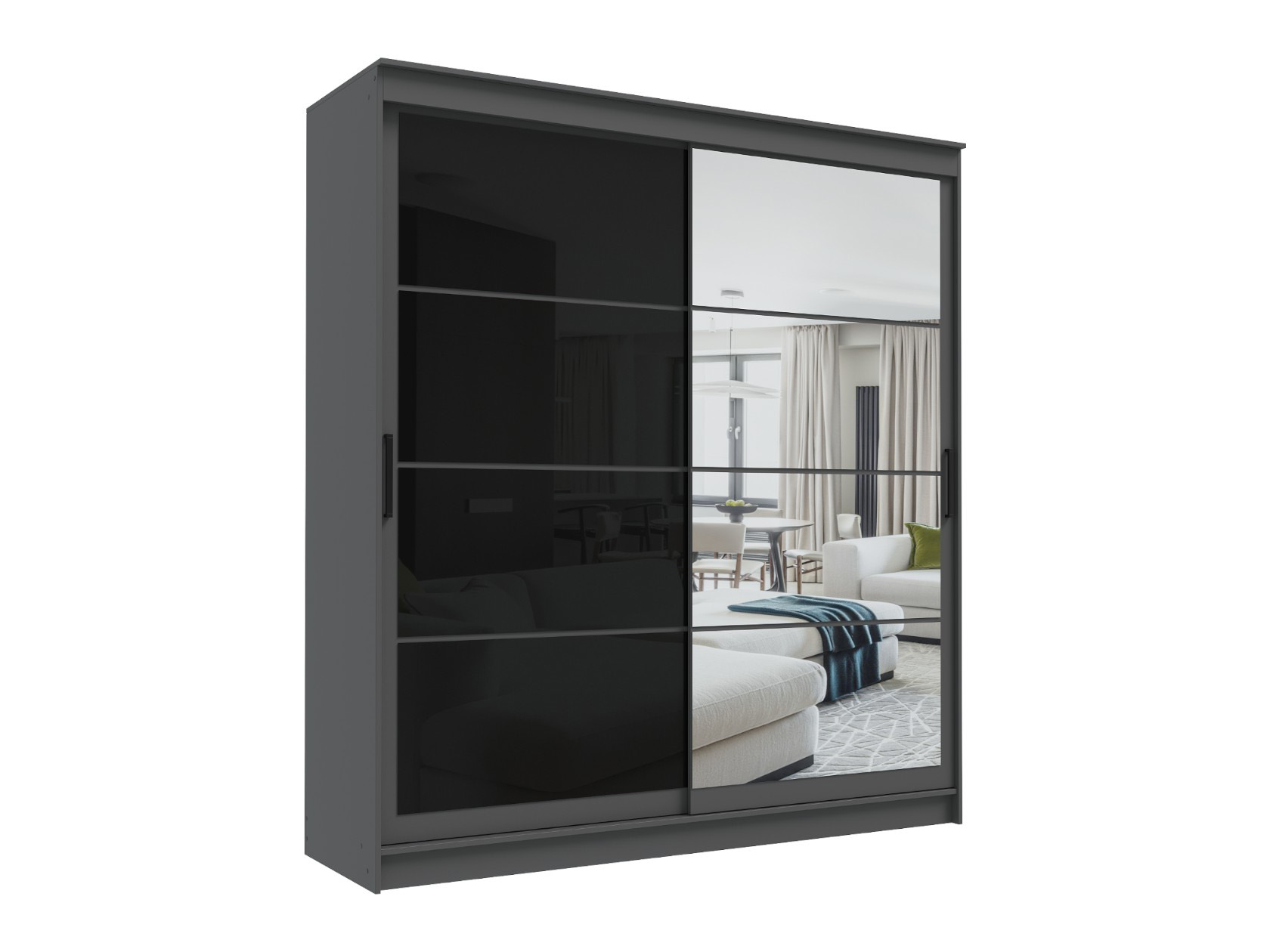 Шкаф-купе Шкаф-купе Гранд с зеркалом и черным стеклом Гранд с зеркалом и лакобель черным фото 16