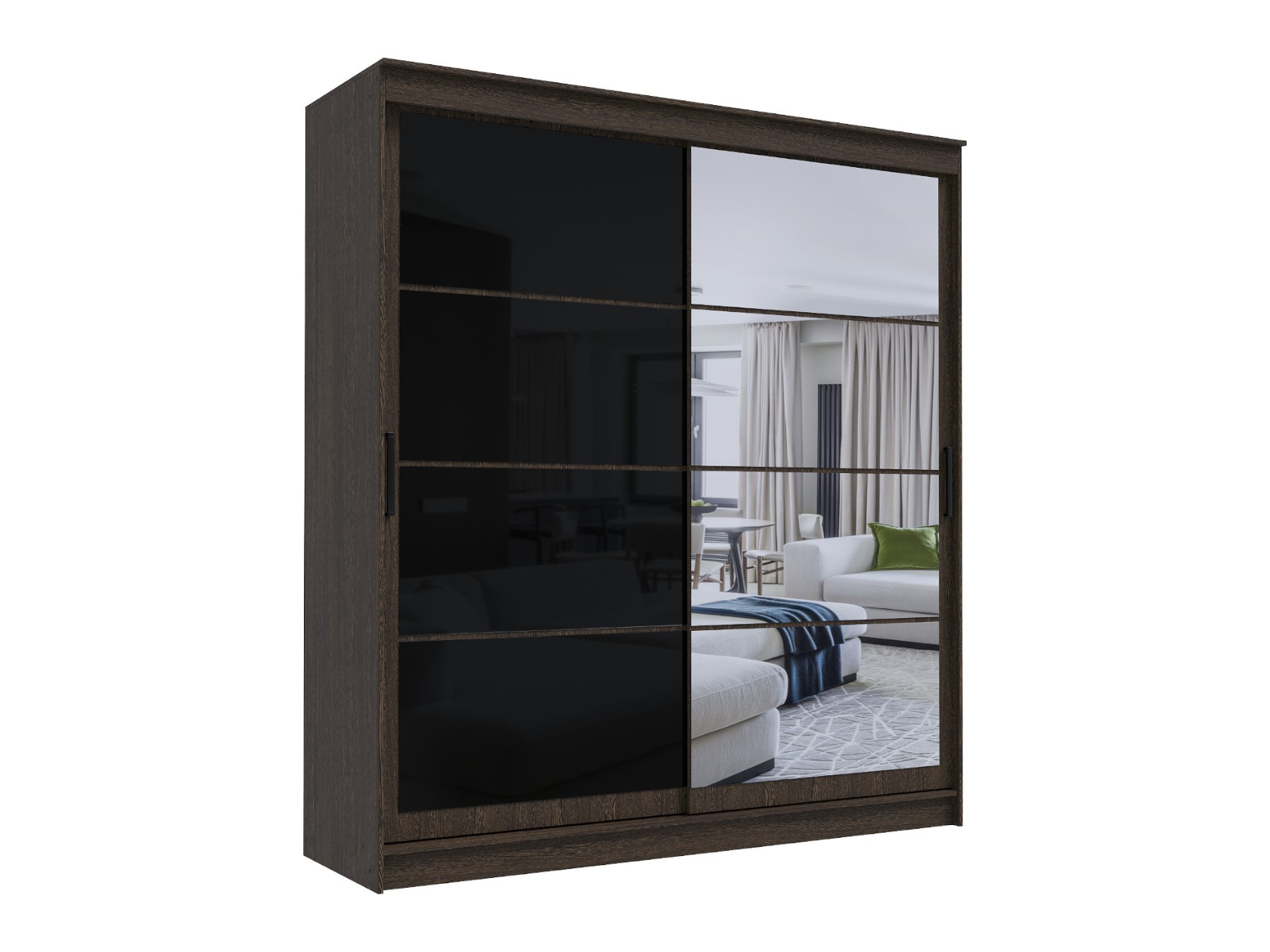 Шкаф-купе Шкаф-купе Гранд с зеркалом и черным стеклом Гранд с зеркалом и лакобель черным фото 22