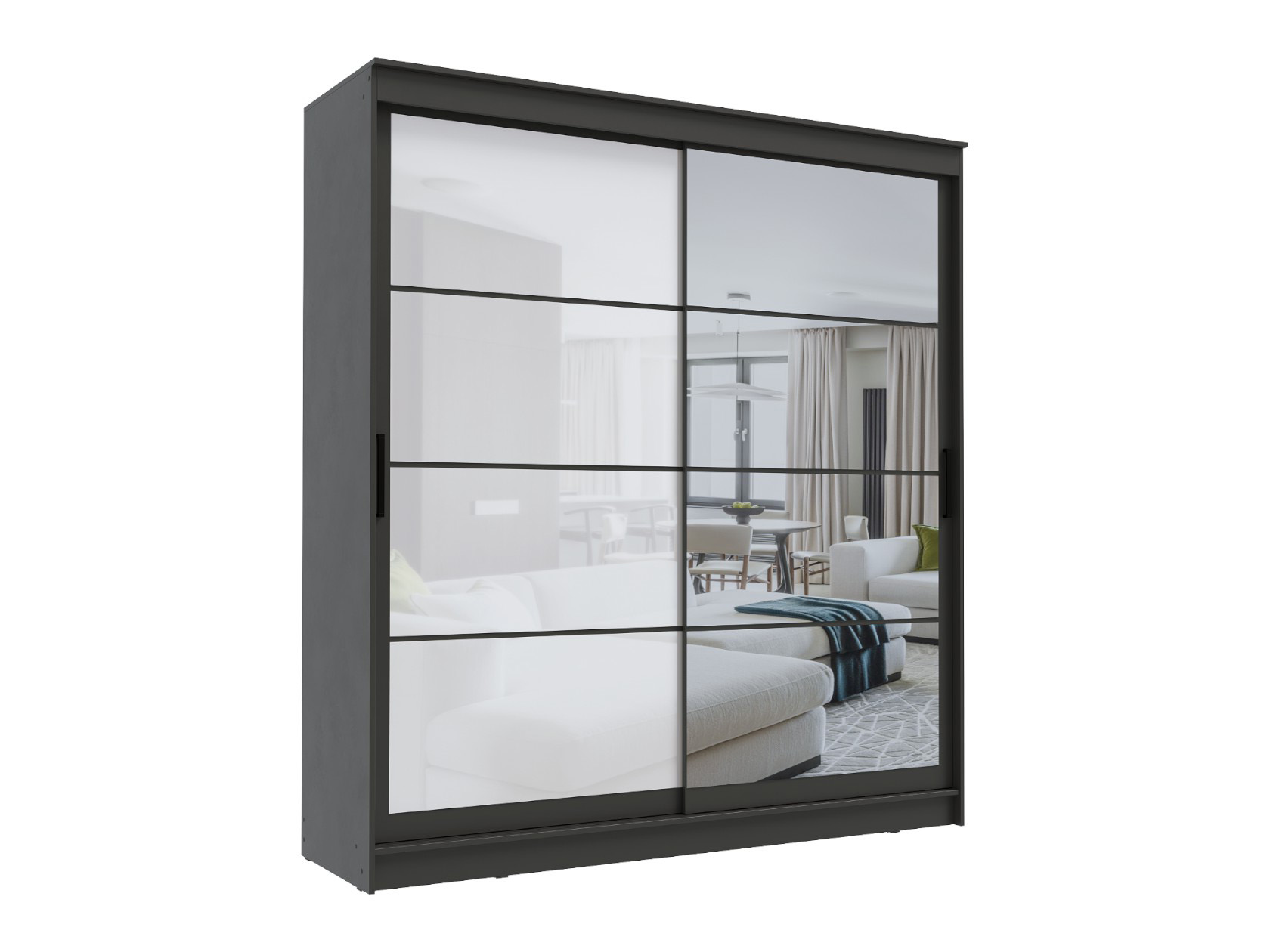 Шкаф-купе Шкаф-купе Гранд с зеркалом и белым стеклом Гранд с зеркалом и лакобель белым фото 16