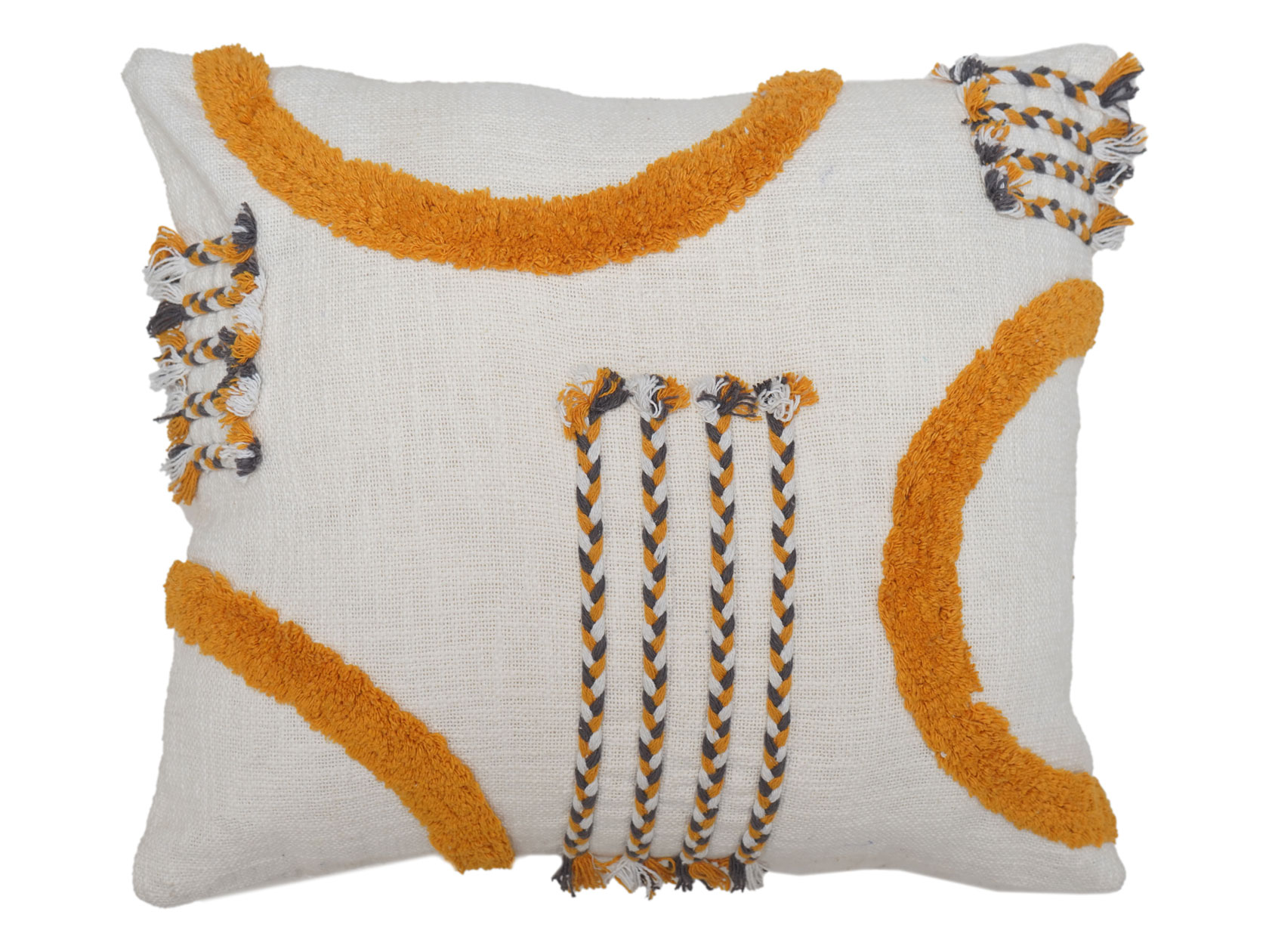 Декоративная подушка 4741 Подушка, 50х50 см, 100% хлопок, с элементами тафтинга и косичками Брук фото 1