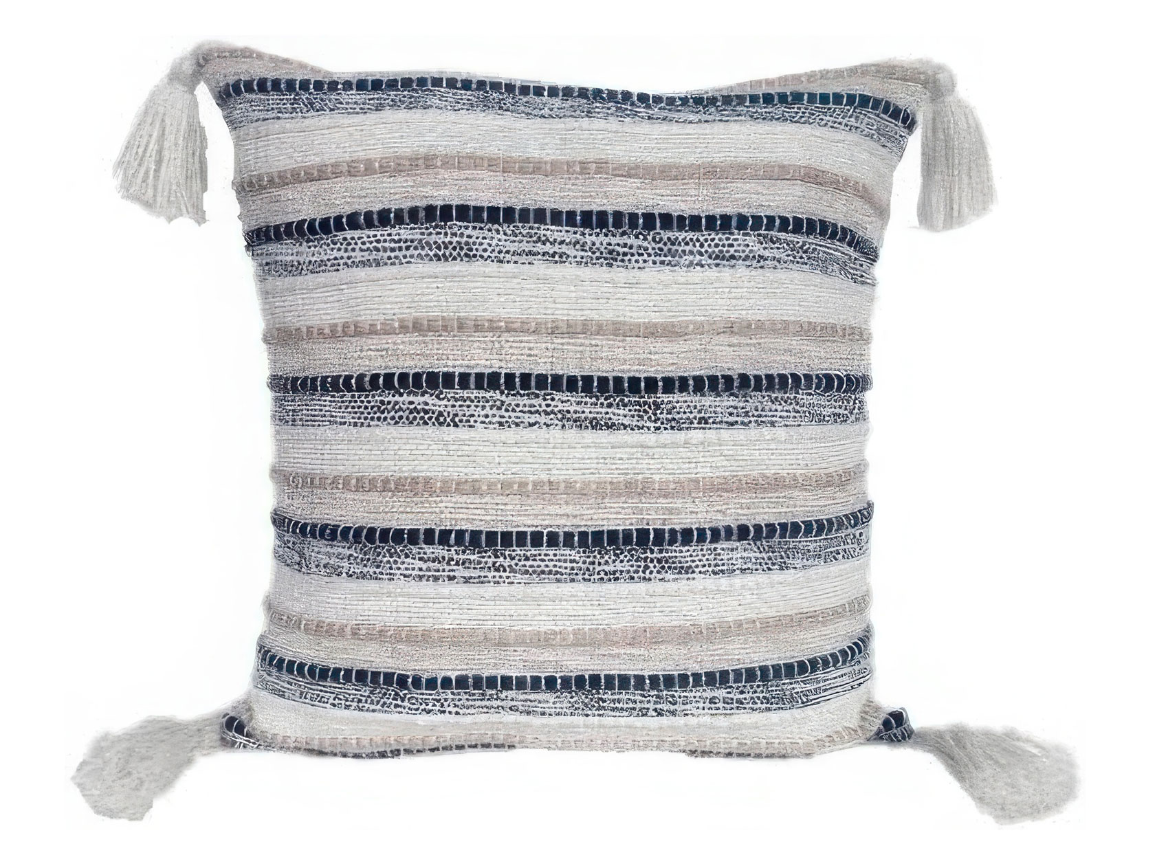 Декоративная подушка 6162 Подушка, 45х45 см, 100% полиэстер, цвет белый с бежево-черным плетением Аврил фото 1